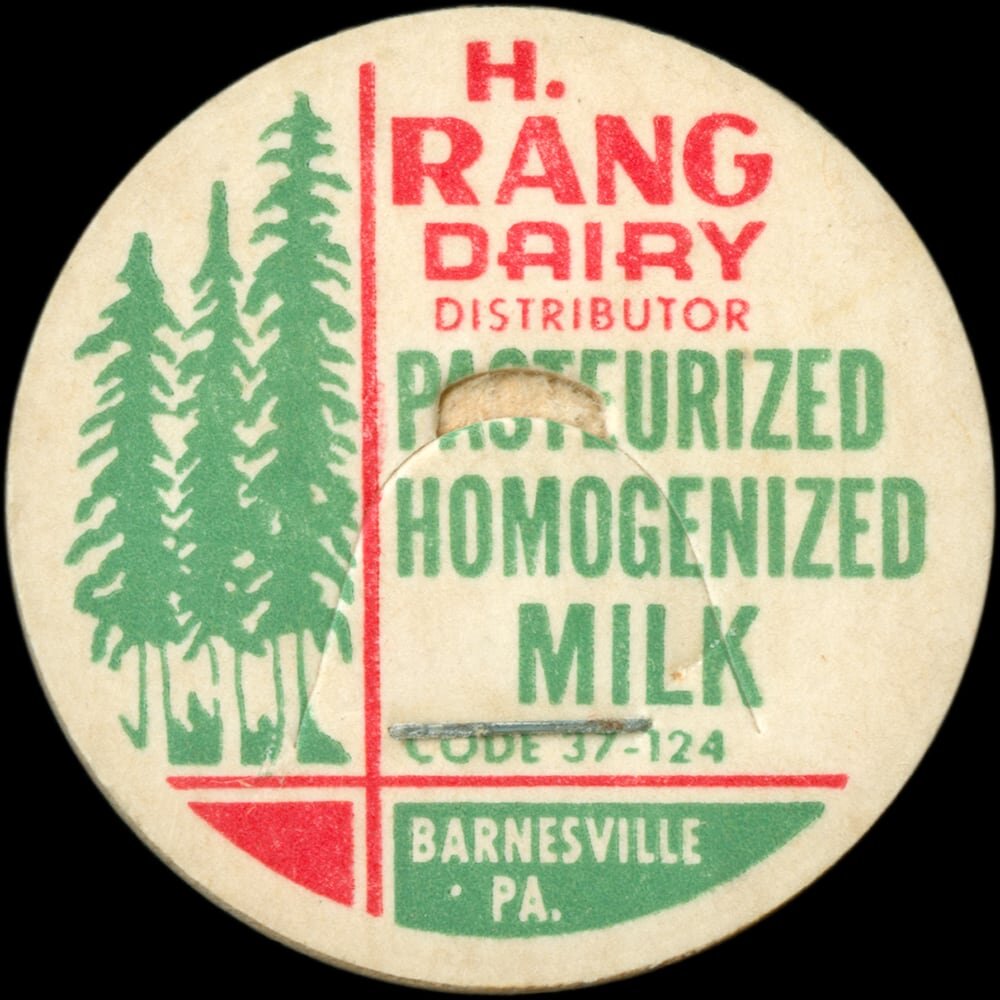 H. Rang Dairy pasteurized homogenized milk cap from Barnesville, Pennsylvania.