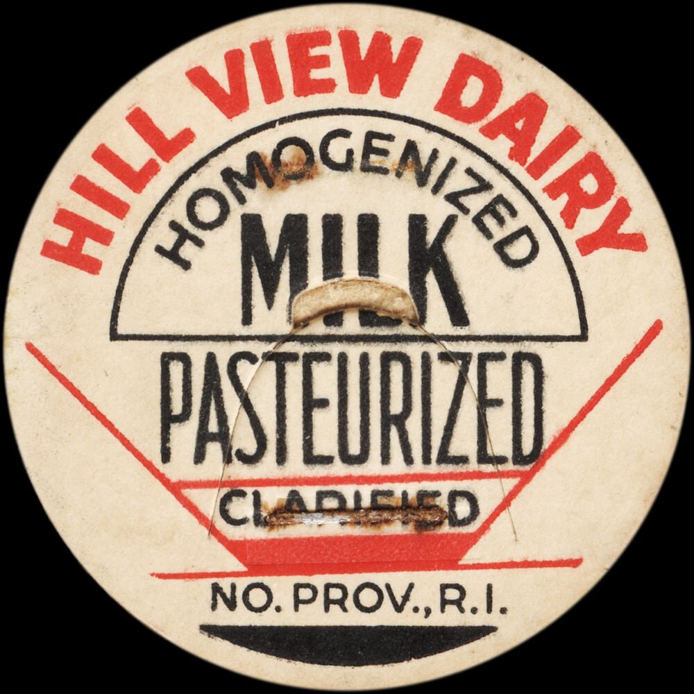 Hill View Dairy homogenized pasteurized milk cap from Rhode Island.