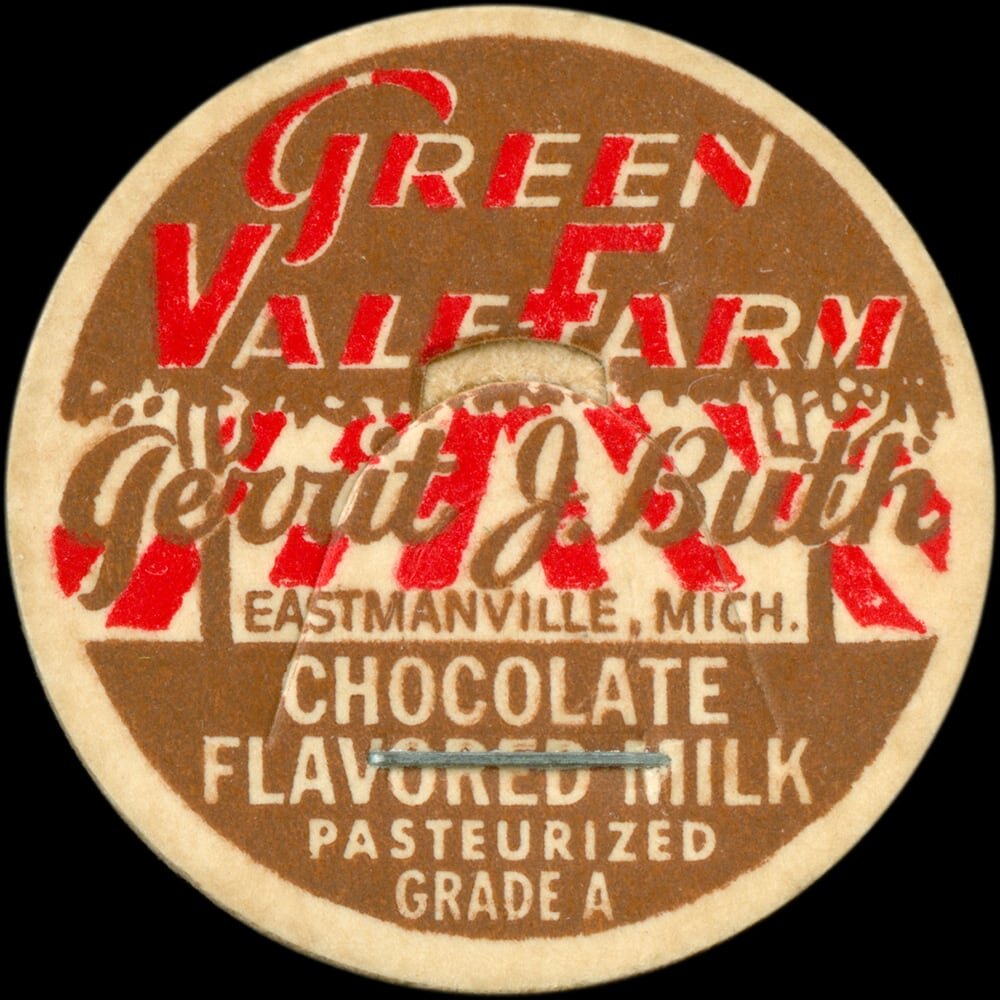 Green Vale Farm chocolate flavored milk cap from Eastmanville, Michigan.