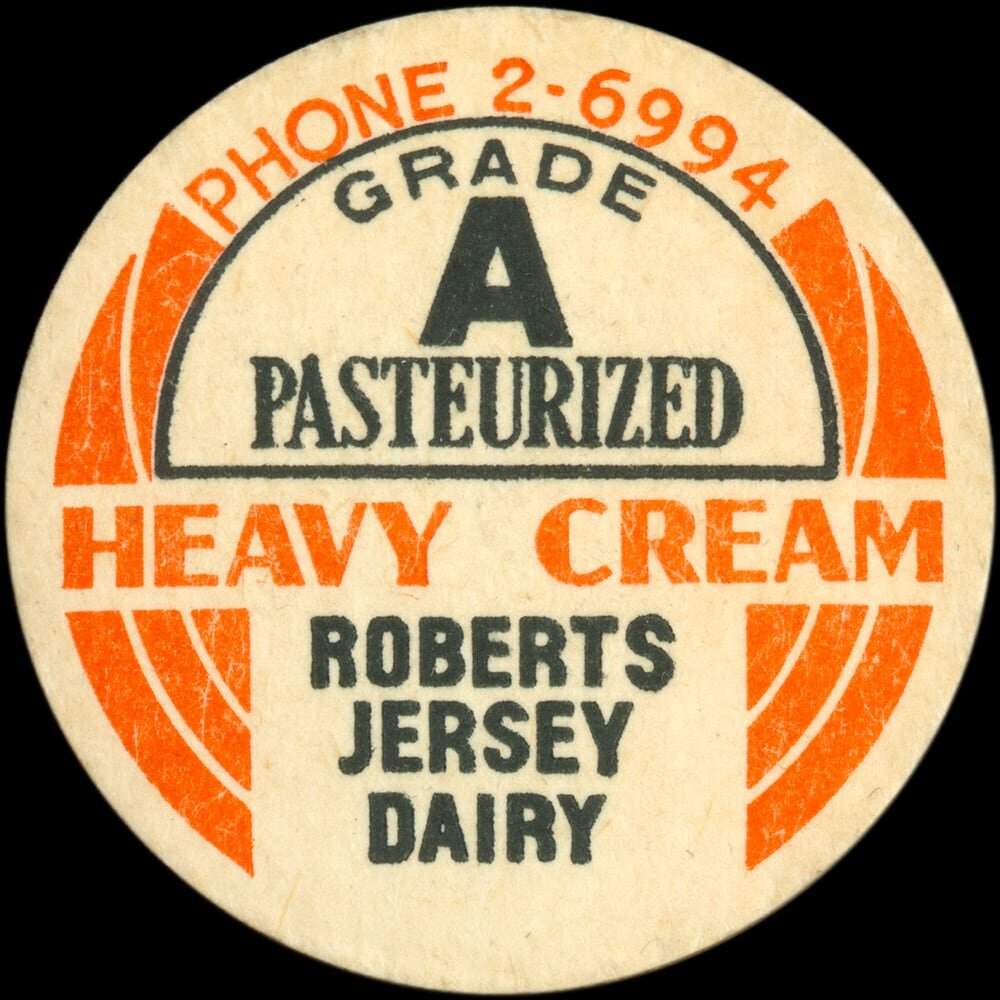 Roberts Jersey Dairy heavy cream cap.