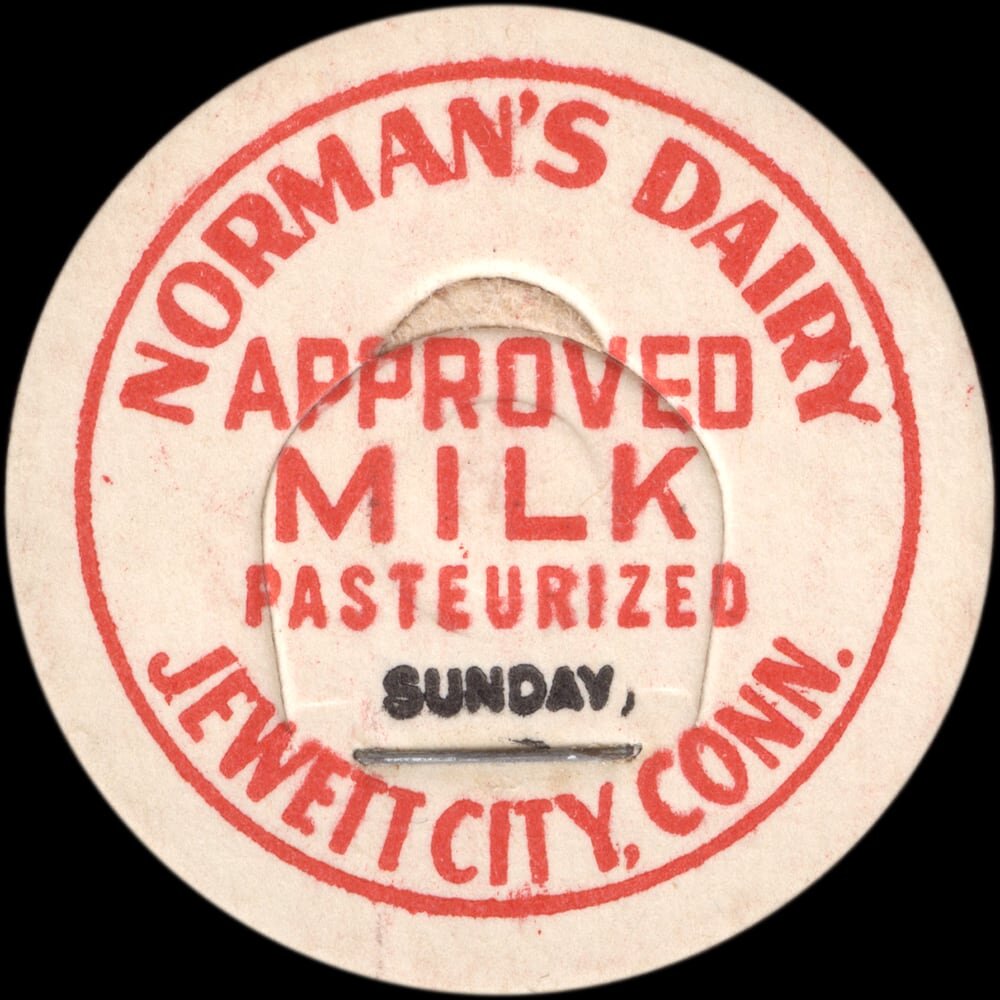 Norman’s Dairy approved milk cap from Jewett City, Connecticut.