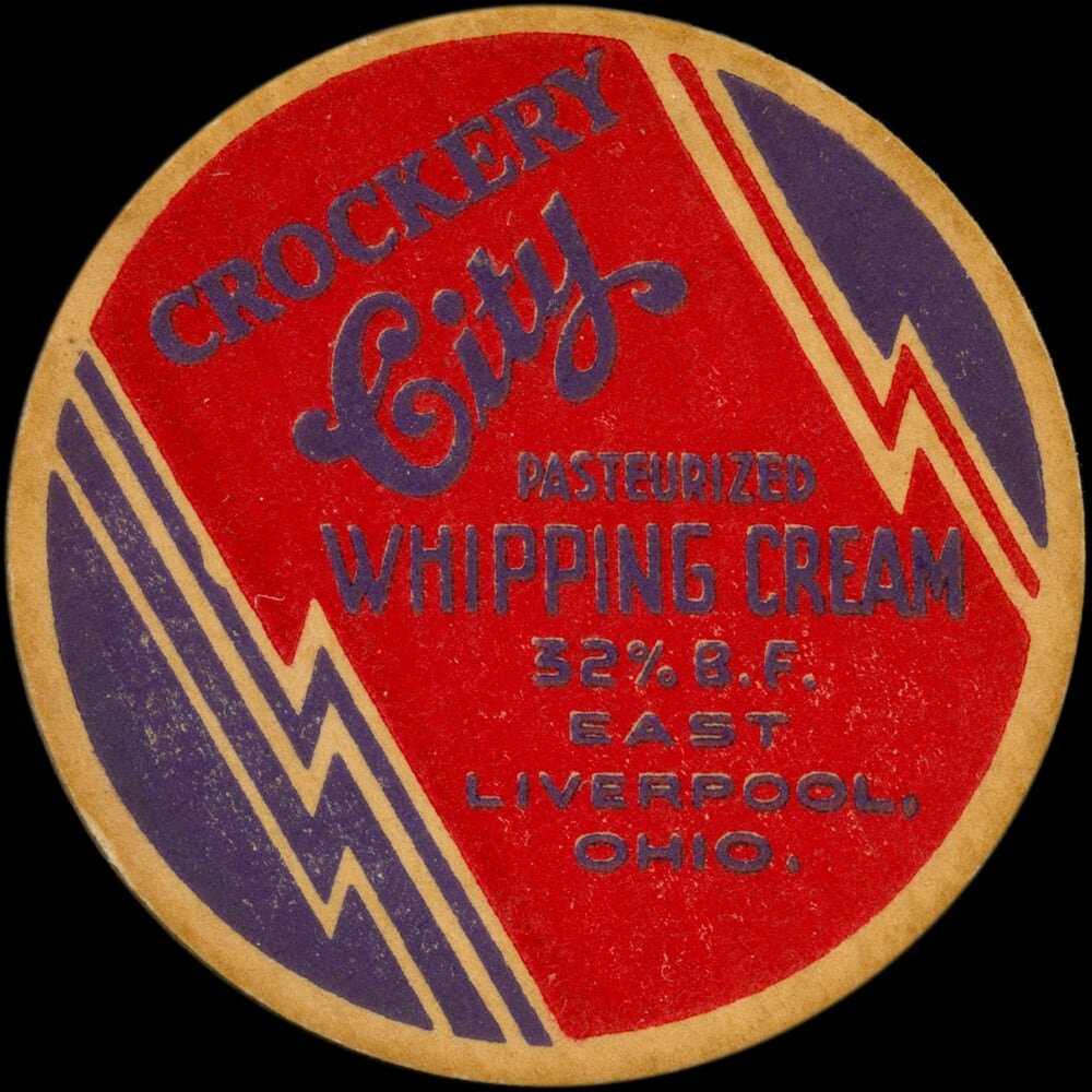 Crockery Girl’s pasteurized whipping cream cap from Liverpool, Ohio.