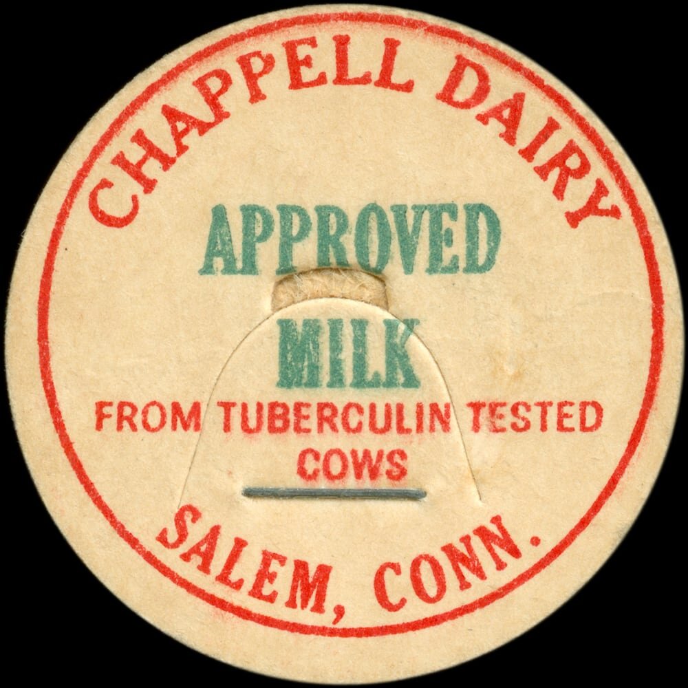 Chappell Dairy approved milk cap from Salem, Connecticut.