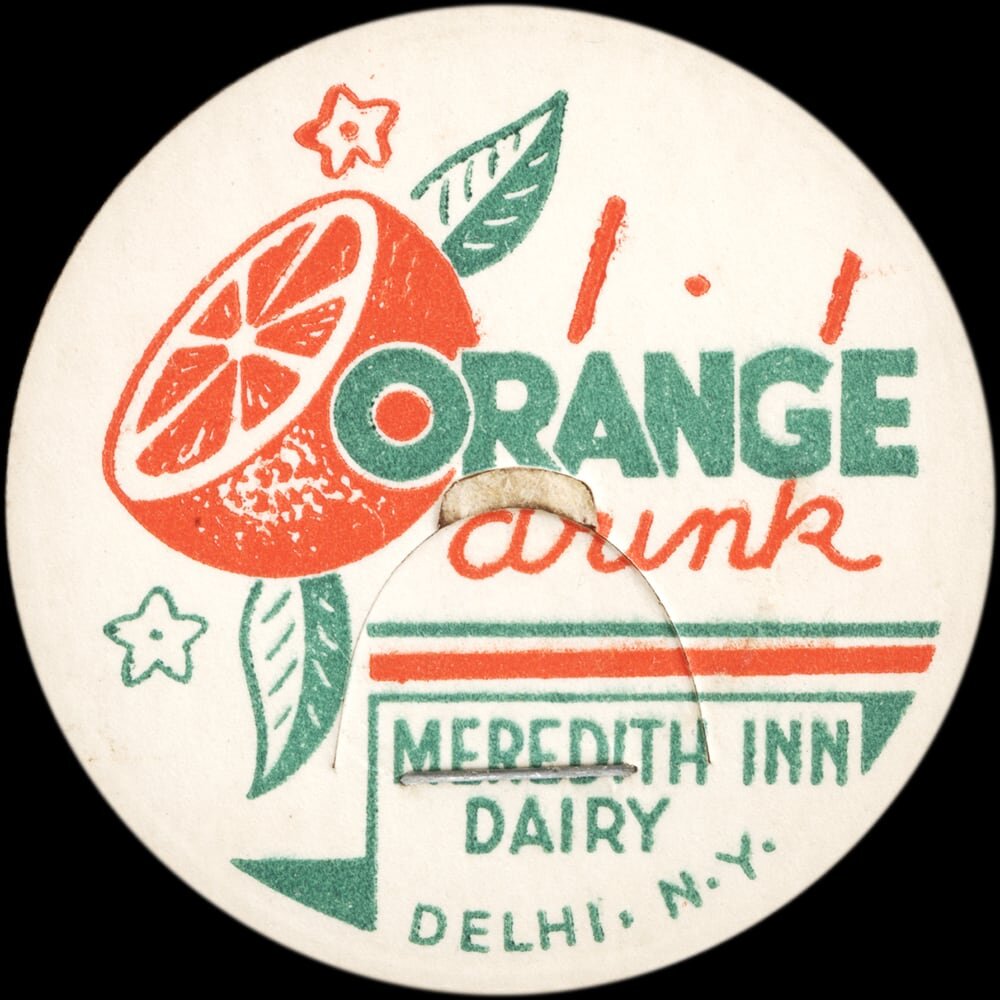 Meredith Inn Dairy orange drink cap from Delhi, New York.