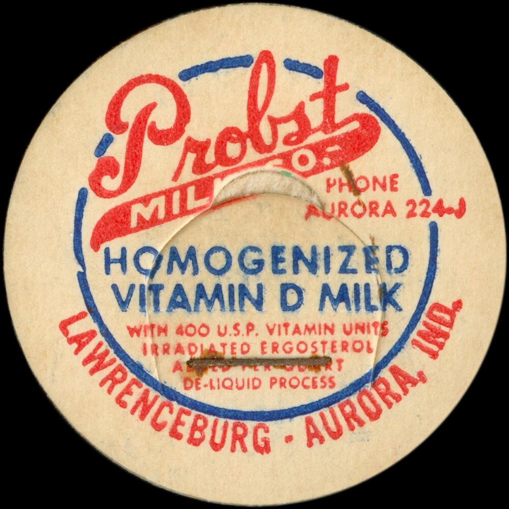Probst Milk Company homogenized vitamin D milk cap.